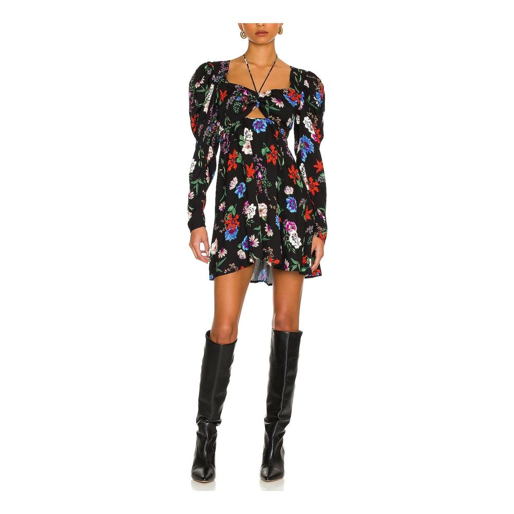 Afrm x Revolve 'Zion' Black Halterneck Cut Out Crepe Dress Size S - NWT
